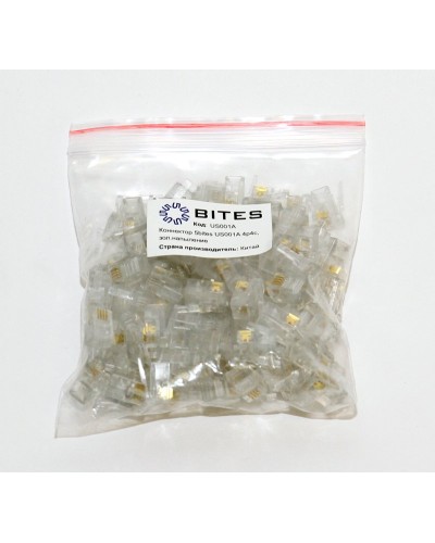 US010A (100шт). Телефонный разъем 4P4C (RJ-11). 5bites в Благовещенске
