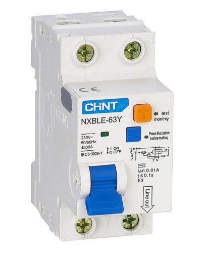 NXBLE-63Y (R) 1п+N C 6А 30мА электронный тип AC 4.5кА CHINT (105540). Автоматический выключатель дифференциального тока. CHINT в Благовещенске