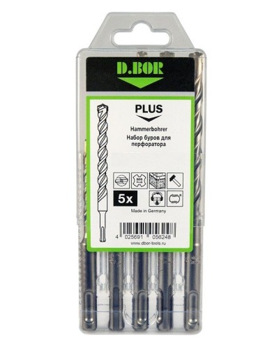 Набор буров SDS-plus V PLUS 5шт, 2-cutting (242030): Набор буров SDS-plus (6х110 мм; 6,8,10,12х160 мм) в Благовещенске