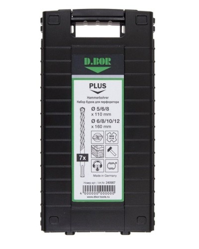 Набор буров SDS-plus V PLUS 7шт, 2-cutting (240987). Набор буров SDS-plus (5,6,8х110 мм; 6,8,10,12х160 мм). D.BOR в Благовещенске