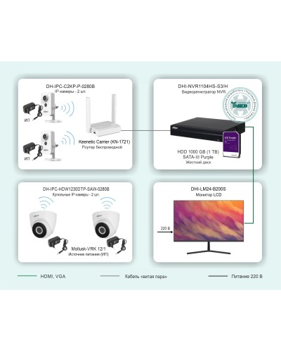 ТСН-029. Беспроводная система видеонаблюдения на основе IP-камер Dahua с использованием Wi-Fi технологии. Dahua в Благовещенске