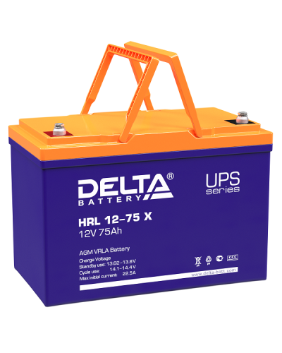 Delta HRL 12-75 X. Аккумулятор герметичный свинцово-кислотный. Delta в Благовещенске