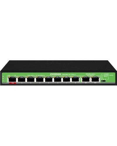 DSP208F-2F-T120 DSP208F-2F-T120 V1 (L2) 10х100Мбит/с 8PoE 8PoE+ 120W. Коммутатор с питанием по PoE. Digma в Благовещенске