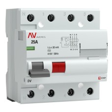 DV 4P 25А/ 30мА (AC)  AVERES (rccb-4-25-30-ac-av). Выключатели дифференциального тока (УЗО). EKF