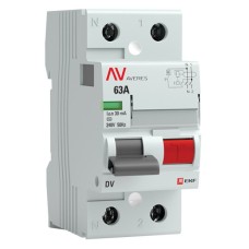DV 2P 63А/ 30мА (AC)  AVERES (rccb-2-63-30-ac-av). Выключатели дифференциального тока (УЗО). EKF