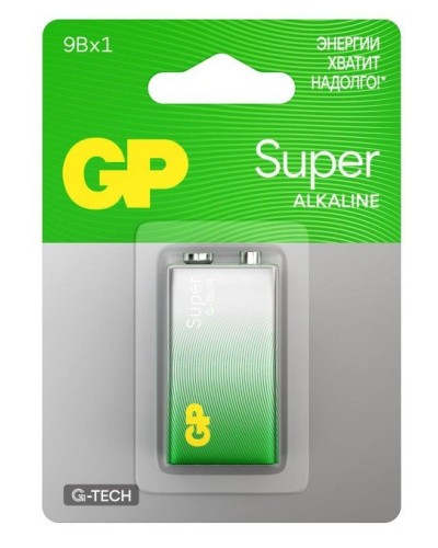 GP Super Alkaline 9V Крона (GP 1604AA21-5CRSBC1), БЛИСТЕР. Алкалиновая батарейка. GP Batteries в Благовещенске