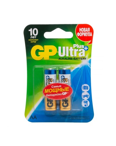 GP Ultra Plus Alkaline 15A AA (GP 15AUP-2CR2), упак. 2 шт. БЛИСТЕР. Алкалиновые батарейки. GP Batteries в Благовещенске