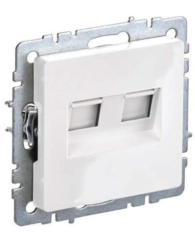 Розетка RJ11+RJ45 РК/Т12-БрБ белая BRITE (BR-KT20-O-1-K01). Розетка двойная. IEK в Благовещенске
