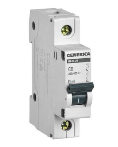 GENERICA ВА47-29 1P C 6А 4,5кА (MVA25-1-006-C). Автоматический выключатель. IEK в Благовещенске