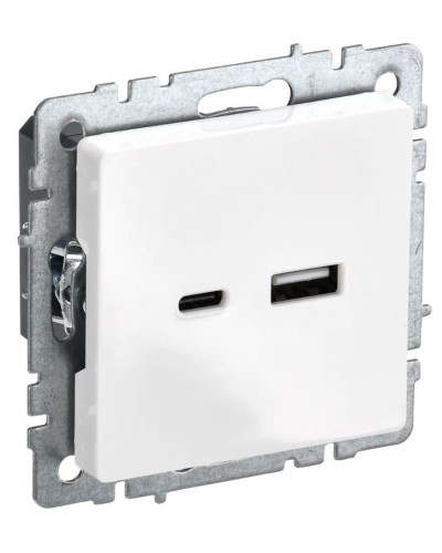 Розетка USB A+C 18Вт РЮ11-1-БрБ белый BRITE (BR-U22-018-K01). Розетка USB. IEK в Благовещенске