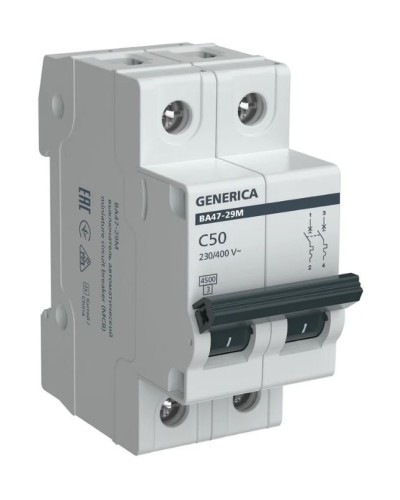 GENERICA ВА47-29М 2P C 50А 4,5кА (MVA21-2-050-C-G). Автоматический выключатель. IEK в Благовещенске