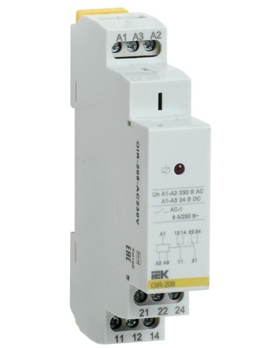 Реле промежуточное модульное OIR 2 контакта 8А 230В AC (OIR-208-AC230V). Реле промежуточное модульное. IEK в Благовещенске