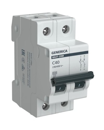 GENERICA ВА47-29М 2P C 40А 4,5кА (MVA21-2-040-C-G). Автоматический выключатель. IEK в Благовещенске