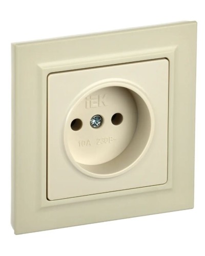 Розетка без з/к в сборе РСР10-1-0-БрКр бежевый BRITE (BR-R10-10-K10-F). Розетка без заземления без защитных шторок. IEK в Благовещенске