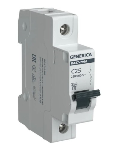 GENERICA ВА47-29М 1P C 25А 4,5кА (MVA21-1-025-C-G). Автоматический выключатель. IEK в Благовещенске