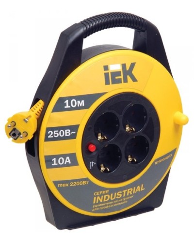 УК10 4 места, 10м (WKP14-10-04-10). Удлинитель на катушке Industrial. IEK в Благовещенске