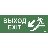 Самоклеящаяся этикетка Выход/лестница вниз/фигура для ССА (LPC10-1-35-13-VLVNF). Самоклеящаяся этикетка 240х90 мм. IEK