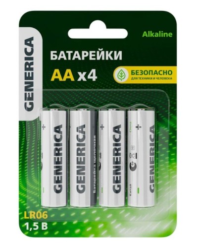 Батарейка Alkaline LR06/AA GENERICA (4 шт) (ABT-LR06-ST-L04-G). Батарейка щелочная. IEK в Благовещенске