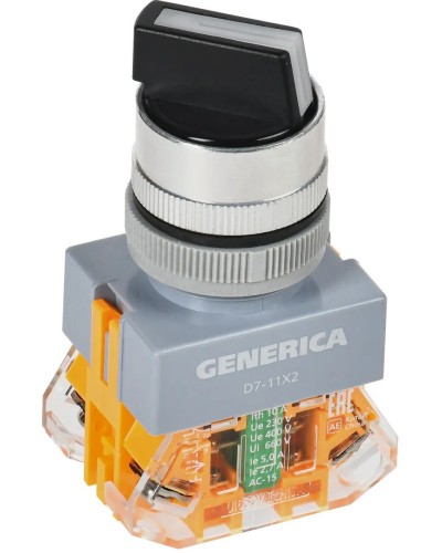 Переключатель D7-11X2 на 2 положения черный GENERICA (BSW50-11X2-3-21-2-K02-G). Переключатель. IEK в Благовещенске