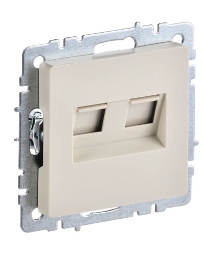 Розетка RJ11+RJ45 РК/Т12-БрКр бежевый BRITE (BR-KT20-O-1-K10). Розетка двойная. IEK в Благовещенске