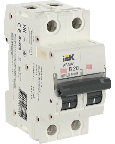 M06N 2P B 20А 6кА ARMAT (AR-M06N-2-B020). Автоматический выключатель. IEK в Благовещенске