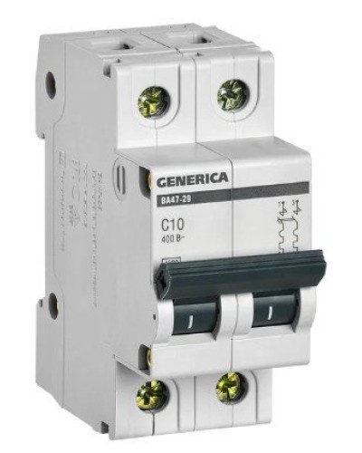GENERICA ВА47-29 2P C 10А 4,5кА (MVA25-2-010-C). Автоматический выключатель. IEK в Благовещенске