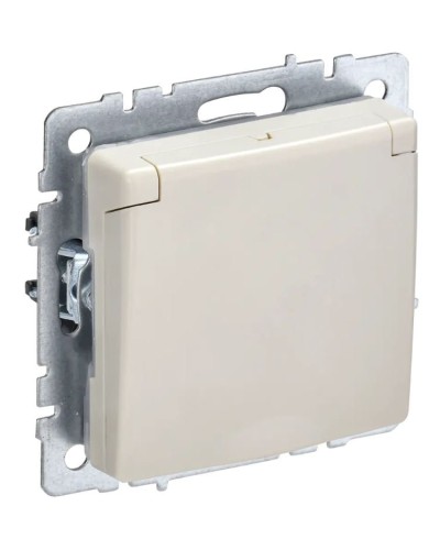 Розетка с з/к РСбш10-3-44-БрКр бежевый BRITE (BR-R16-16-44-K10). Розетка с заземлением с защитными шторками и крышкой. IEK в Благовещенске