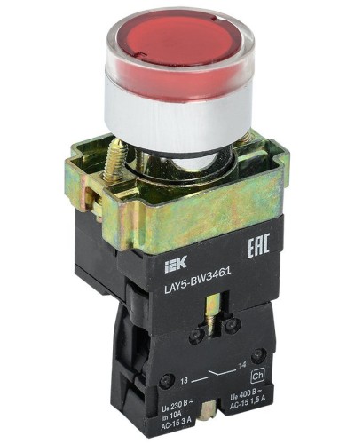 Кнопка LAY5-BW3461 с подсветкой красный 1з (BBT50-BW-K04). Кнопка с подсветкой. IEK в Благовещенске