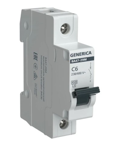 GENERICA ВА47-29М 1P C 6А 4,5кА (MVA21-1-006-C-G). Автоматический выключатель. IEK в Благовещенске
