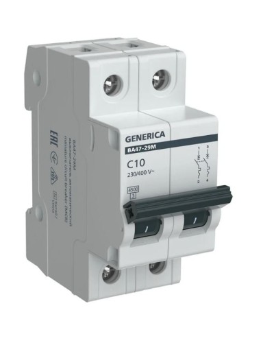 GENERICA ВА47-29М 2P C 10А 4,5кА (MVA21-2-010-C-G). Автоматический выключатель. IEK в Благовещенске