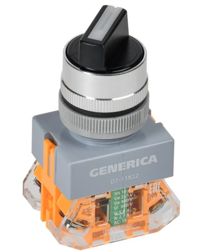 Переключатель D7-11X22 на 2 положения черный GENERICA (BSW50-11X22-3-22-2-K02-G). Переключатель с самовозвратом. IEK в Благовещенске