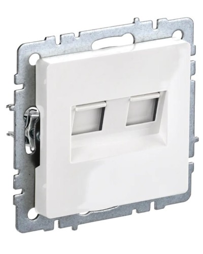 Розетка RJ45 РК10-2-БрБ кат.5E, белая BRITE (BR-K20-1-K01). Розетка компьютерная двойная. IEK в Благовещенске