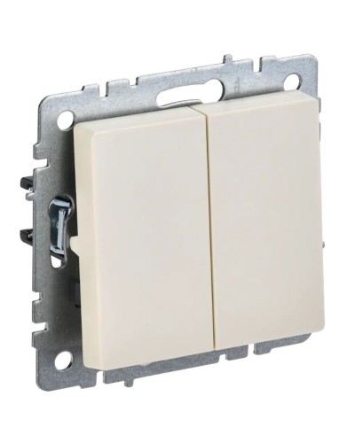 Выключатель 2-клавишный проходной ВС10-2-6-БрКр бежевый BRITE (BR-V22-0-10-K10). Выключатель. IEK в Благовещенске