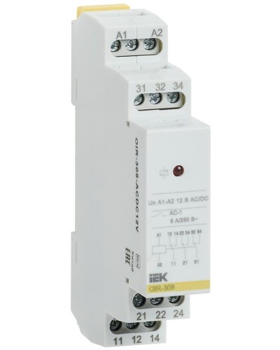 Реле промежуточное модульное OIR 3 контакта 8А 230В AC (OIR-308-AC230V). Реле промежуточное модульное. IEK в Благовещенске