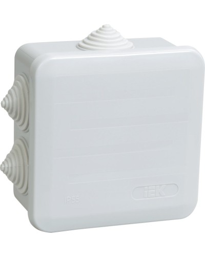 Коробка распаячная КМ41255 100х100х50 открытой проводки IP44 6 гермовводов серая (UKOZ11-100-100-050-K41-44). Коробка распаячная безгалогенная (HF) с защелкивающейся крышкой. IEK в Благовещенске