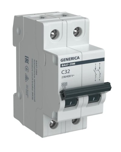 GENERICA ВА47-29М 2P C 32А 4,5кА (MVA21-2-032-C-G). Автоматический выключатель. IEK в Благовещенске