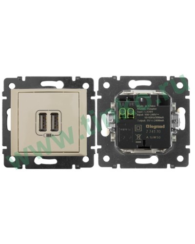 Розетка Valena двойная, USB, слоновая кость (774170). Розетка. LegranD в Благовещенске