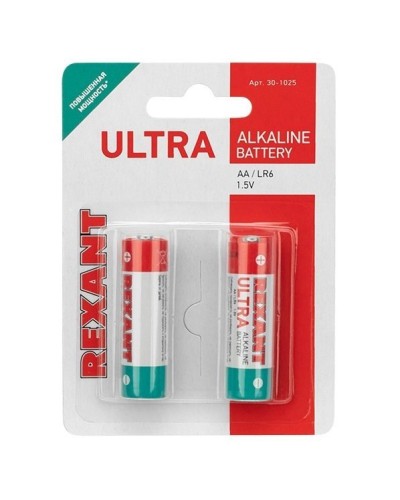 Ультра алкалиновая батарейка AA/LR6 1,5 V 2 шт. блистер REXANT (30-1025). Элемент питания. Rexant в Благовещенске