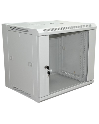 Шкаф телекоммуникационный 19 настенный 12U 600×450×635 мм (ШxГxВ) - передняя дверь стекло, боковые стенки съемные (разобранный) RAL 7035 (04-2202). Шкаф телекоммуникационный 19 настенный 12U. Rexant в Благовещенске