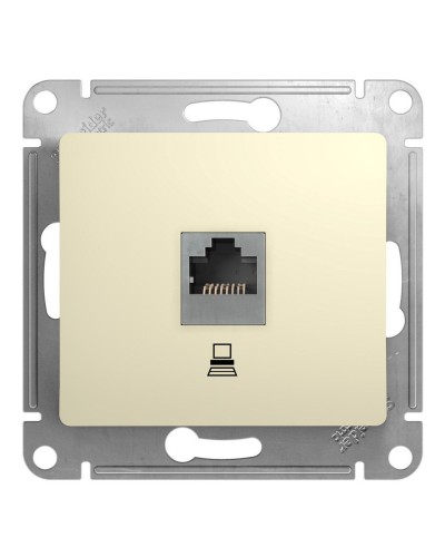 Glossa розетка RJ45 1-местная, кат. 5Е, скрытой установки, механизм, бежевый (GSL000281K). Розетка компьютерная. Systeme Electric в Благовещенске
