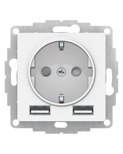 AtlasDesign розетка 1-местная с 2 USB A+A, скрытой установки, механизм, белый (ATN000130). Розетка с USB. Systeme Electric в Благовещенске