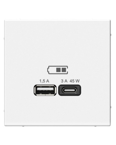 ArtGallery розетка USB тип-A+C 45Вт, скрытой установки, механизм, белый (GAL000129). Розетка USB. Systeme Electric в Благовещенске