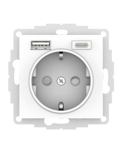 AtlasDesign розетка 1-местная с 2 USB A+C, скрытой установки, механизм, белый (ATN000132). Розетка с USB. Systeme Electric в Благовещенске