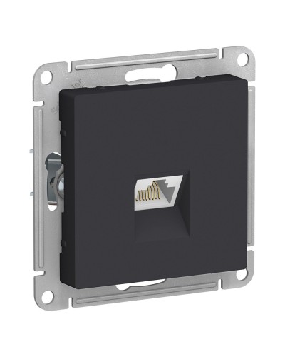 AtlasDesign розетка RJ45, кат. 5Е, 1-местная, скрытой установки, механизм, карбон (ATN001083). Розетка компьютерная. Systeme Electric в Благовещенске