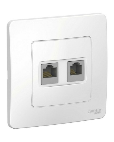 BLANCA розетка RJ45+RJ11 2-местная, кат. 5Е, скрытой установки, белый (BLNIS045111). Розетка компьютерная + телефонная. Systeme Electric в Благовещенске