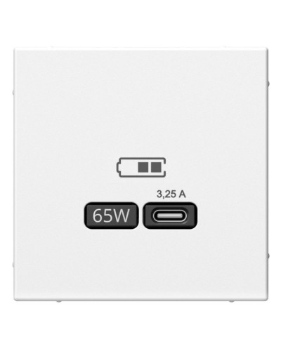 ArtGallery розетка USB тип-С 65Вт высокоскоростной заряд. QC, PD, скрытой установки, механизм, белый (GAL000127). Розетка USB. Systeme Electric в Благовещенске