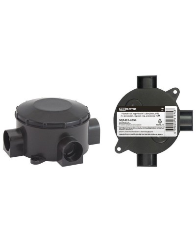 Распаячная коробка ОП D80х35мм, IP42, 3-х рожковая, черная TDM (SQ1401-4054). Распаячная коробка ОП. TDM ЕLECTRIC в Благовещенске