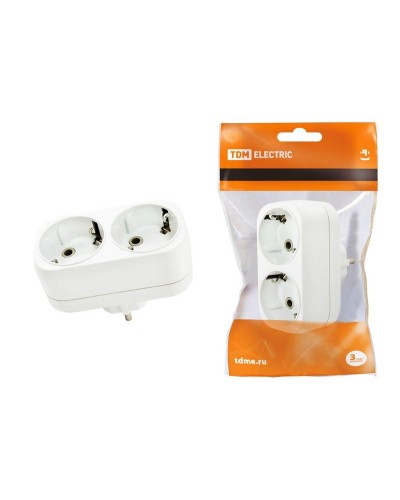 Блок на 2 гнезда 2П+З плоский 16А 250B TDM (SQ1806-0026). Розетка. TDM ЕLECTRIC в Благовещенске