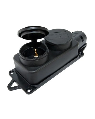 Розетка двухместная 2Р+РЕ 16А 250В IP44 (SQ0612-0037). Розетка двухместная с заглушками каучук. TDM ЕLECTRIC в Благовещенске