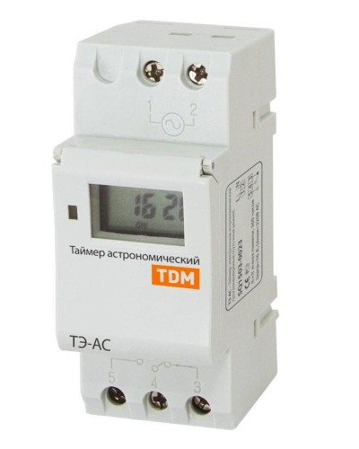 ТЭ-АС-1мин/24ч-8on/off-16А-DIN (астрономический) TDM (SQ1503-0023). Таймер электронный. TDM ЕLECTRIC в Благовещенске